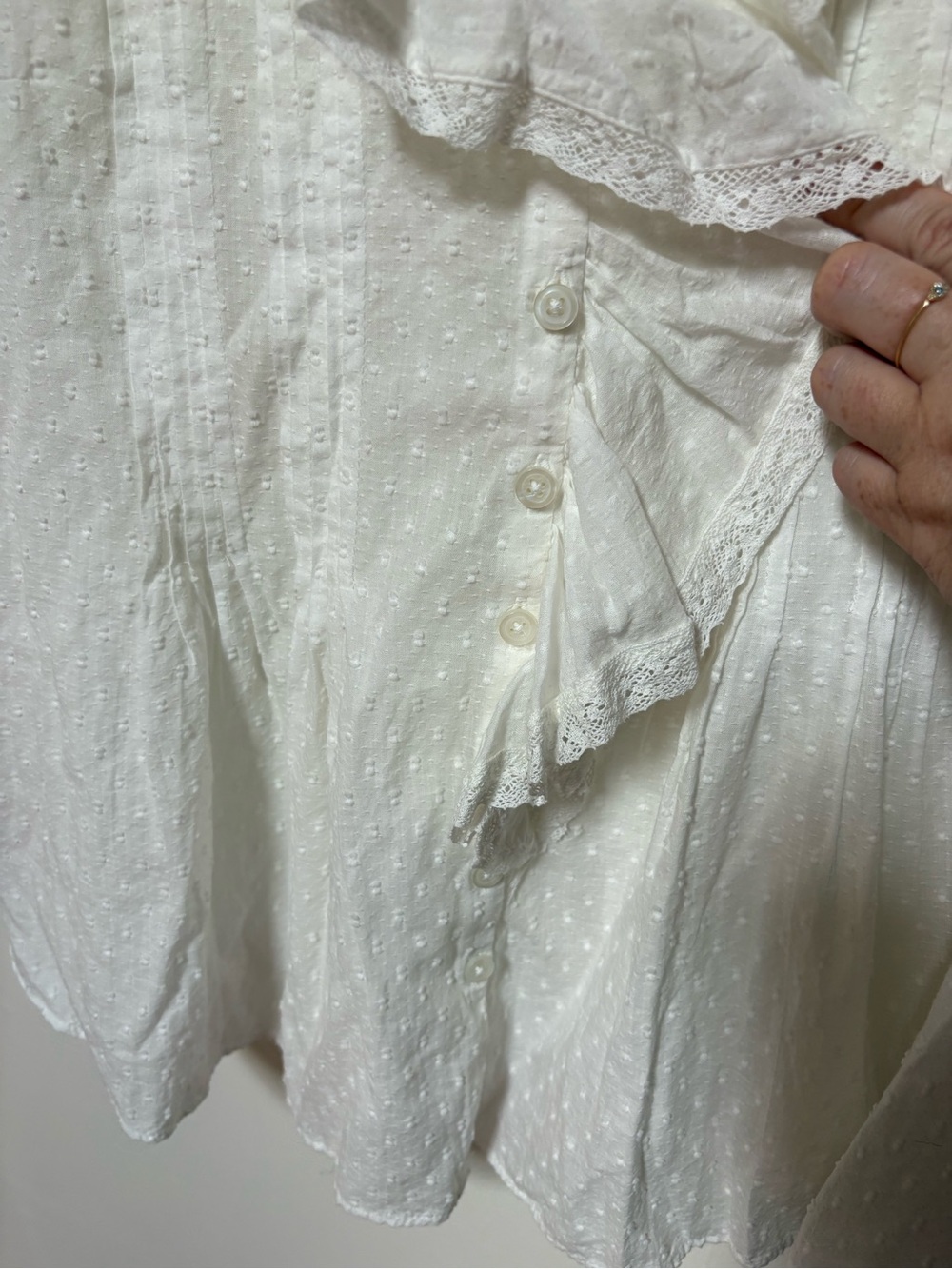 NWOT By Anthropologie Ruffled Pin-Tuck Button-Front Blouse Size Medium - Picture 9 of 13